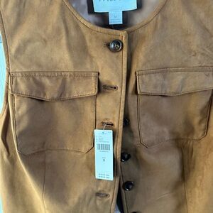 Women's Faux suede  brown Button-Up Vest. By Anthropologie New.  Gorgeous